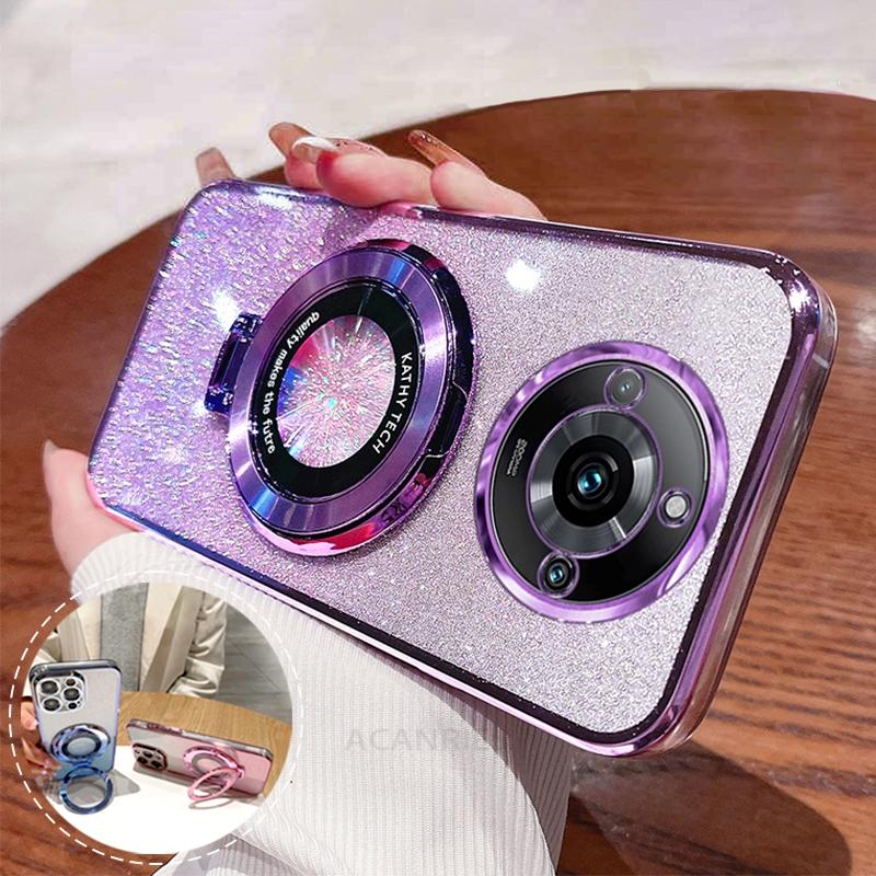 Realme11pro Блестящий держатель силикона чехол для Oppo Realme 11 12 Pro Plus 11pro 9 C55 C65 C67 подставка чехол Realme11 Proplus