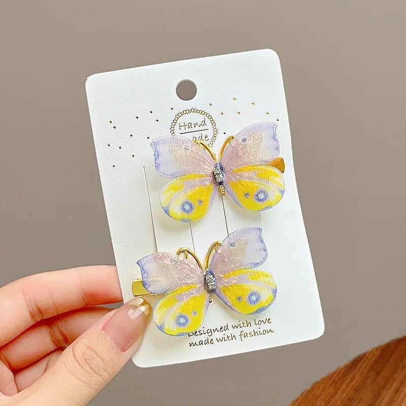 Children's Cute Butterfly Hairpins Sweet Colorful Hair Clips Headwear Korean Rhinestone Barrettes for Baby Girl Hair Accessories