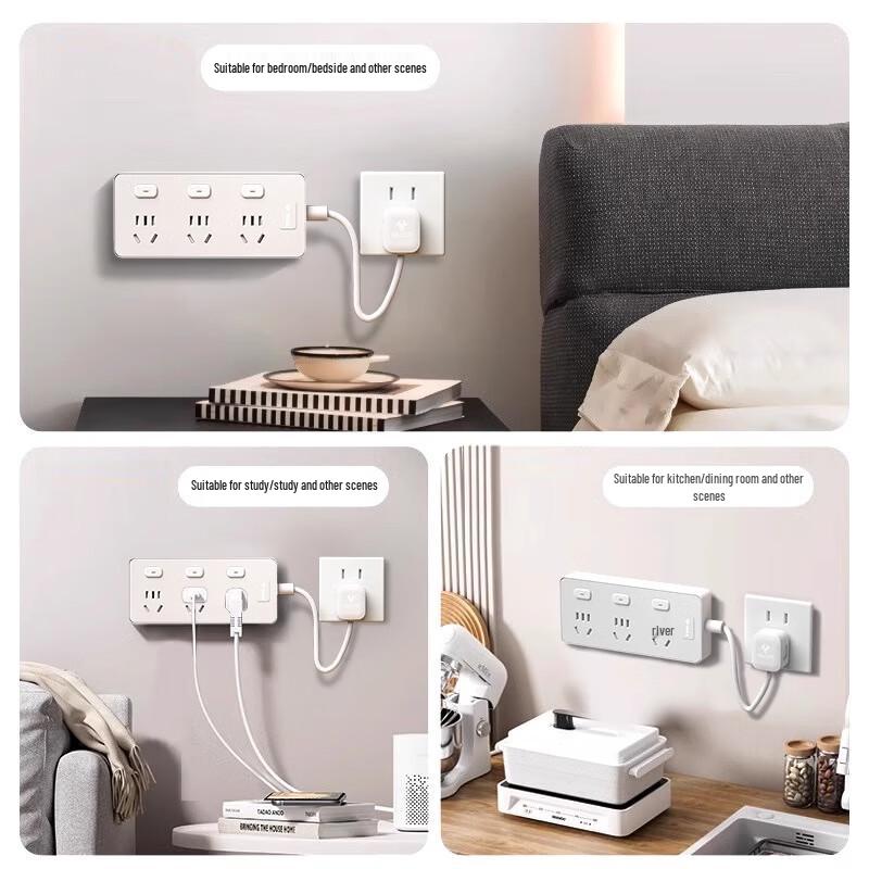 Bull Short Cable Power Strip: Multi-Outlet Kitchen Extension Socket with Individual Switch Control