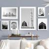 Wall Art Print Islamic Posters Sheikh Zayed Mosquec Easte Gate Black White Canvas Painting Wall Picture Classroom Decoration