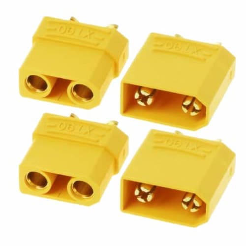 Audio Fan Bullet Connectors, High Current, High Efficiency, High Capacity, Yellow, XT90, Set of 2, Compatible
