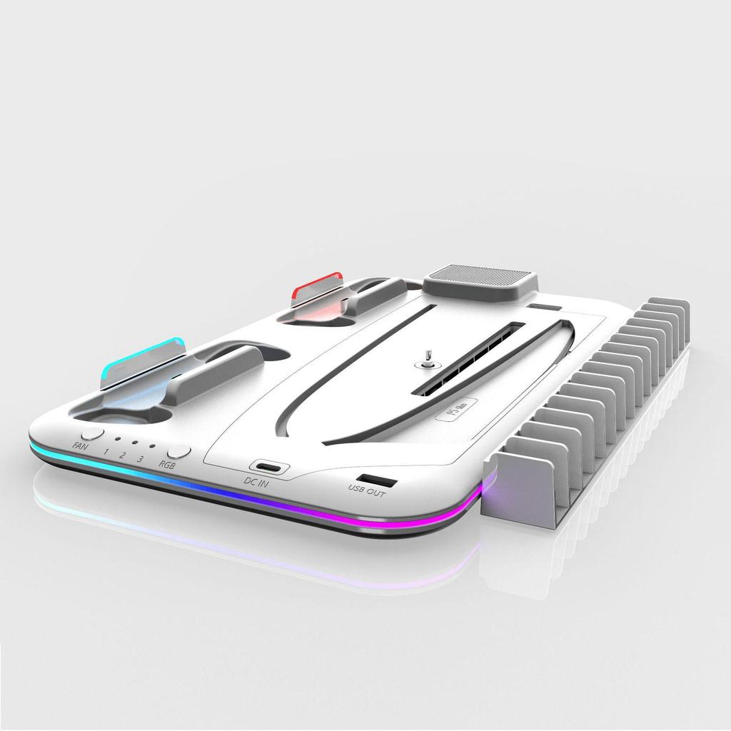 Тонкая многофункциональная охлаждающая подставка для PS5 с зарядным устройством для контроллера и хранилищем для игровых дисков