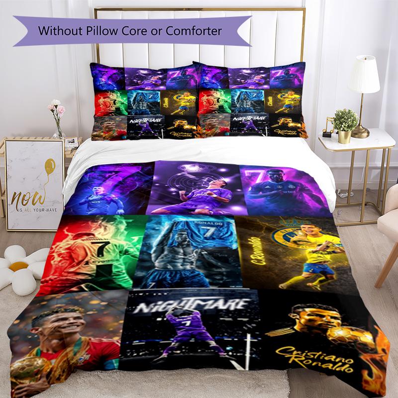Ronaldo's Cr7 Legend Motion Bedding Set, Breathable Duvet Cover with Pillowcases, Soft Bed Linen for Bedroom Home Decoration, Perfect Festival Birthda