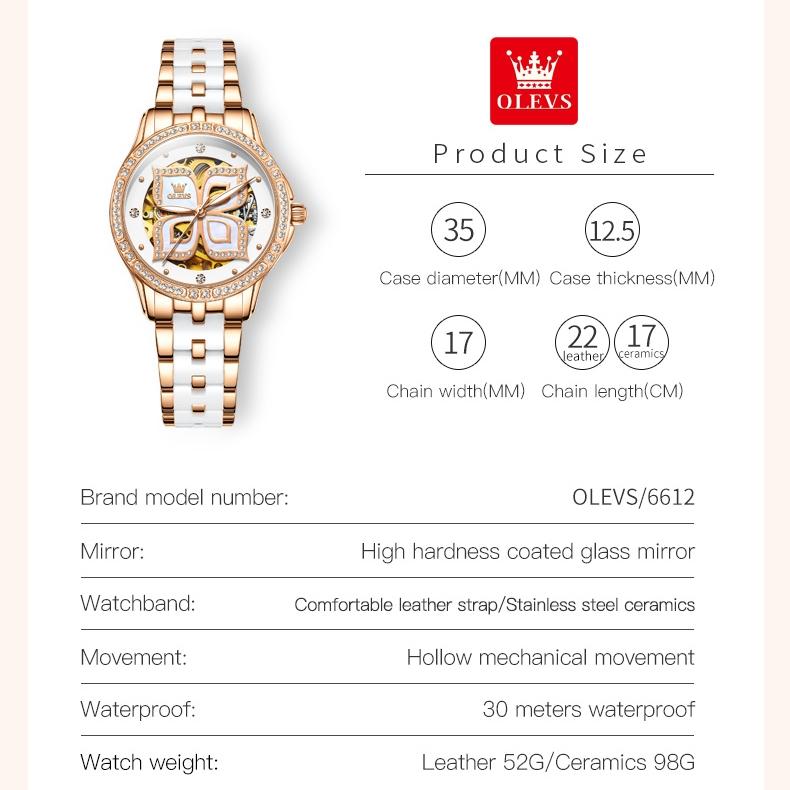 OLEVS New Watch Automatic Mechanical Expression Gift Women's Watch Women's Watch