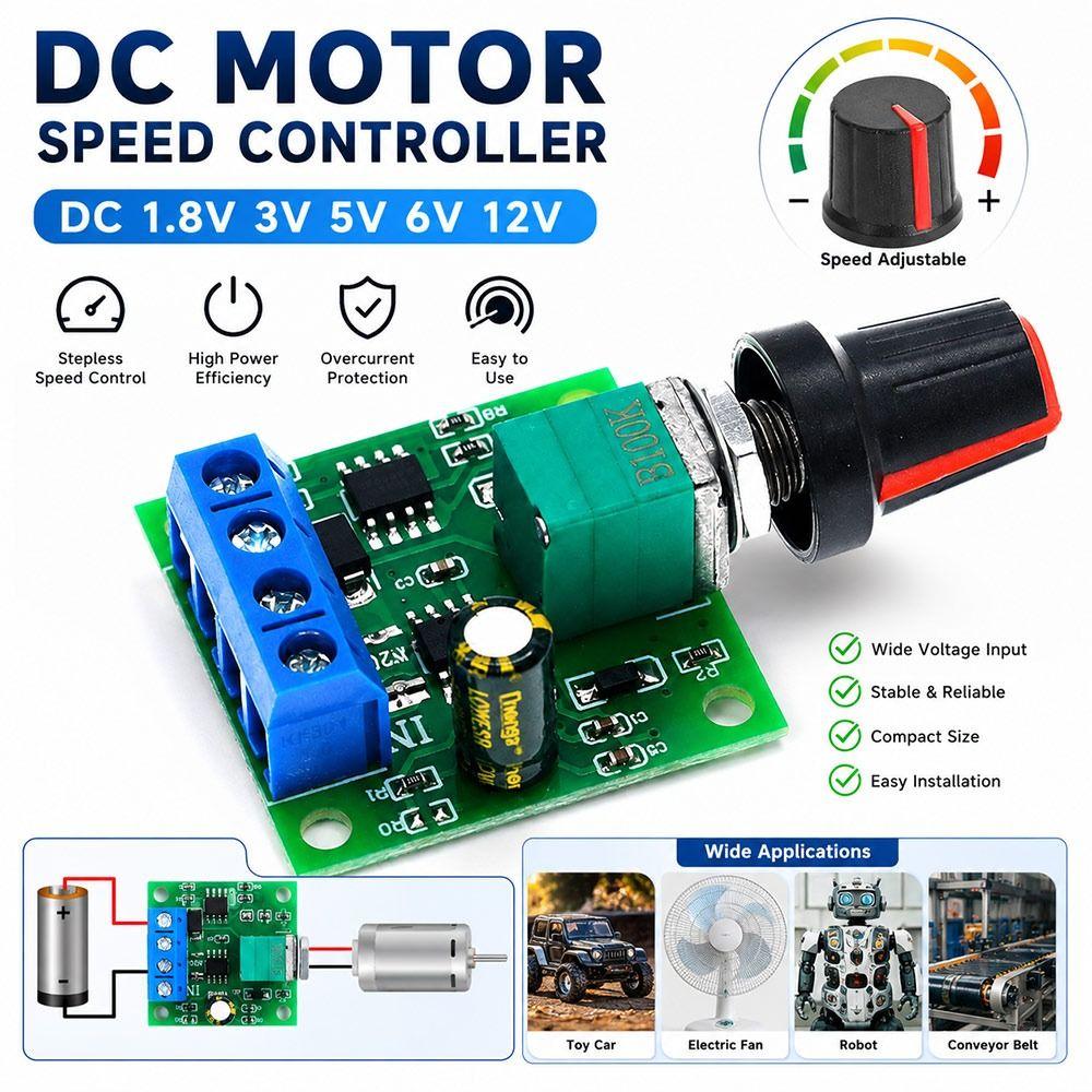 1.8V 3V 5V 6V 12V DC Motor Controller Motor Speed Regulator Circuit Board Projects