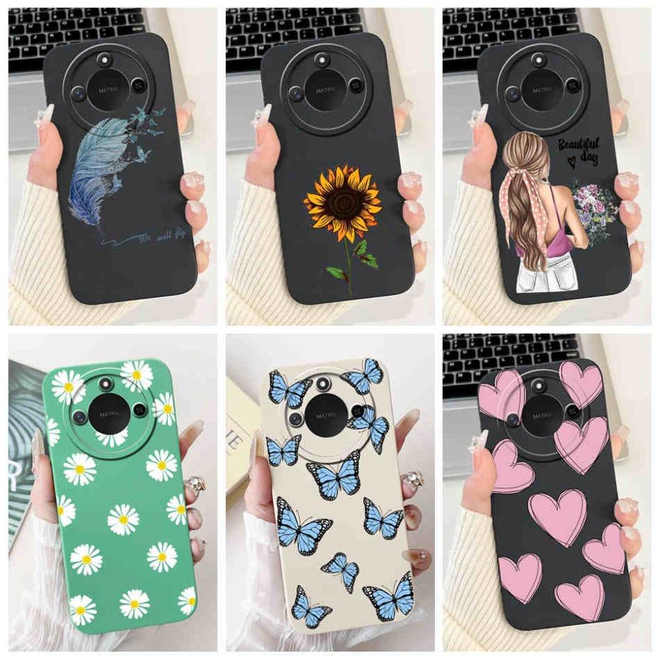 Phone Case For Honor X9c Smart 5G Pretty Girl Flower Printed Soft Silicone Back Cover For Honor X9C X9cSmart Cases Bumpers