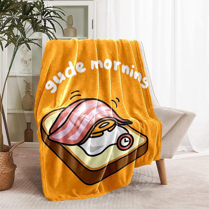1pc Blanket Sanrio Gudetama1 Print Design, Lightweight Blanket for Sofa, Bed- Soft &Warm, Gift for All Seasons like Christmas, Halloween