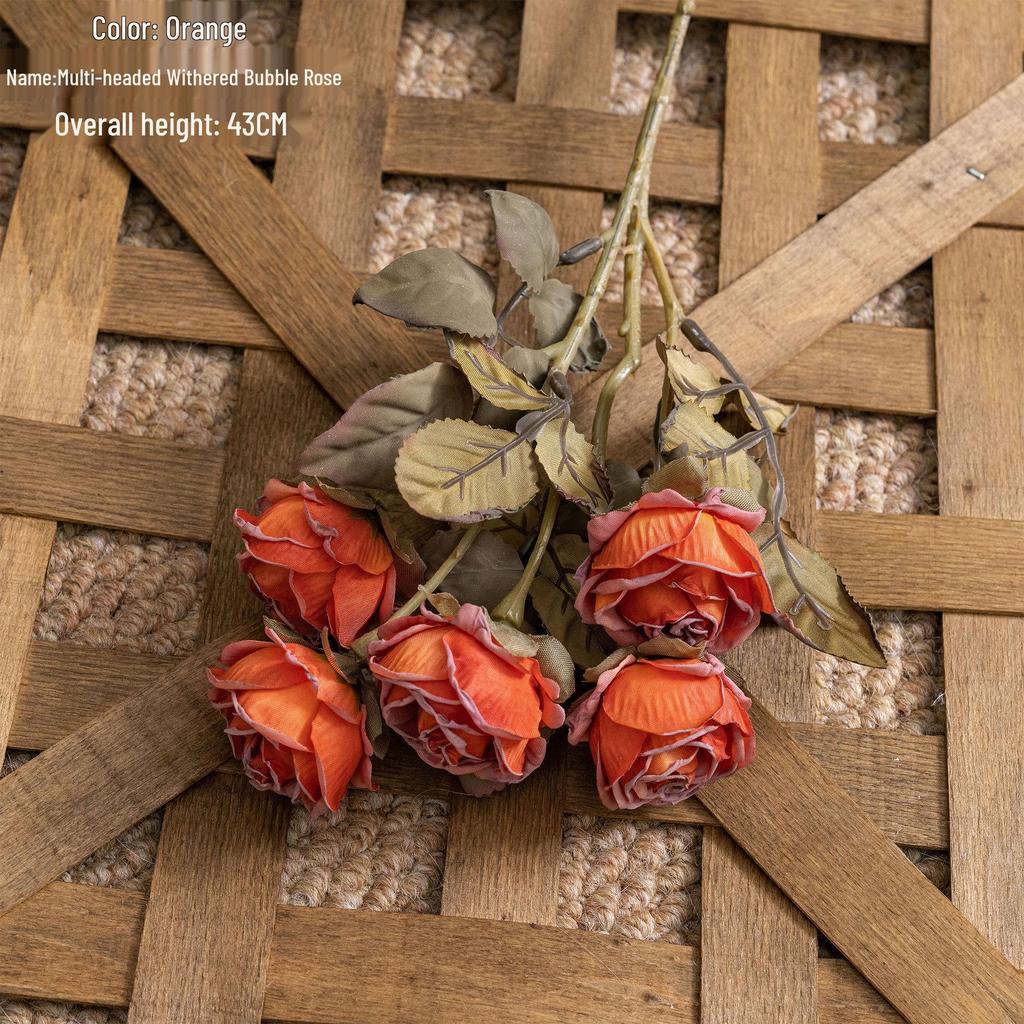 Multi-head Withered Rose Bubbles Artificial Flowers for Wedding Decorations