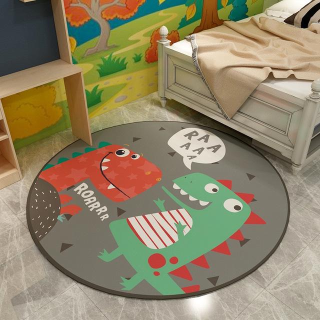 Круглый ковер с рисунком животных из мультфильмов, ковер с противоскользящим рисунком, мягкий ковер для столовой, гостиной, спальни, декор, моющийся ковер