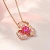 WUIHA 18K Gold Plated 925 Sterling Silver Ruby High Carbon Diamond Gems Flower Pendant Necklaces Fine Jewelry Anniversary Gifts