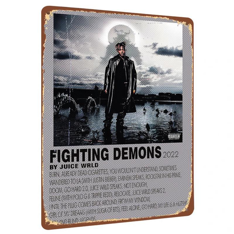 Juice WRLD Fighting Demons Album Cover Metal Tin Sign Home Decor Art Collection