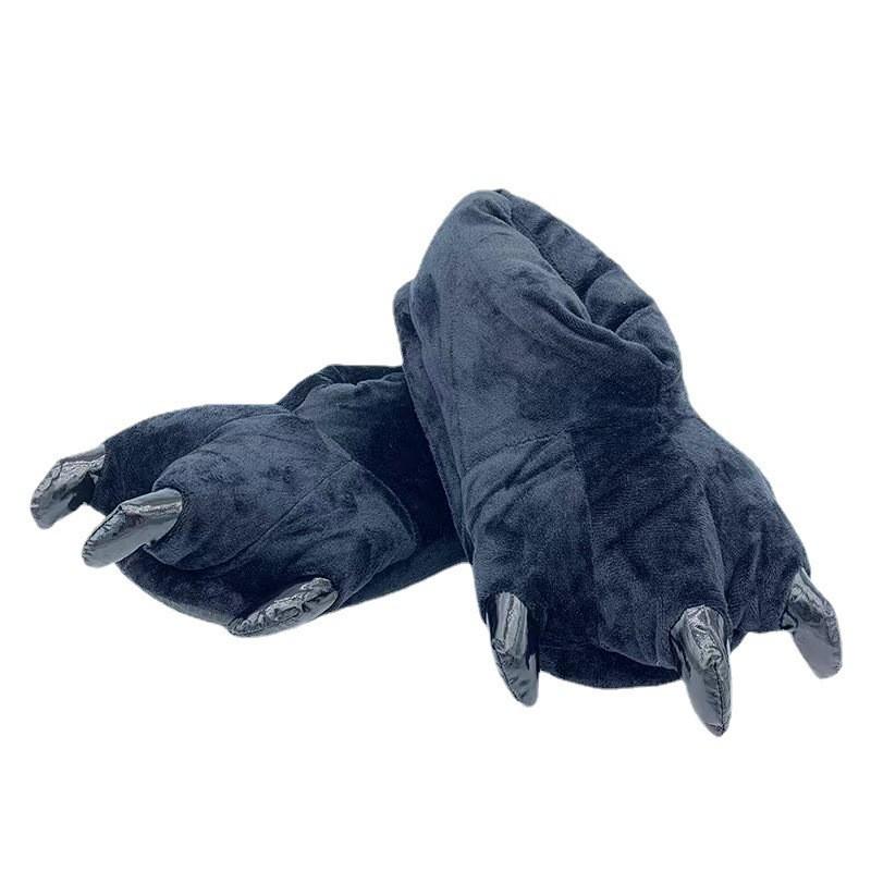 Cartoon Dinosaur & Tiger Claw Cotton Slippers - Warm Couples’ Shoes for Men & Women