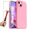 Защитный чехол - E.F.CONNECTION - для iPhone 14 Plus - Розовый силикон - Гибкий - 2 закаленных стекла
