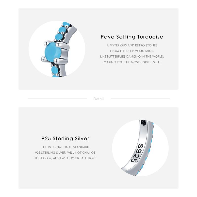 MODIAN Vintage Turquoise Hoop Earrings 925 Sterling Silver Luxury Trendy Earring For Women Wedding Jewelry