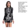 Halloween Women Dress Bloodstain Skeleton Spider Print V Neck Nurse Cosplay Long Sleeves Haunted House NPC Performance Costume