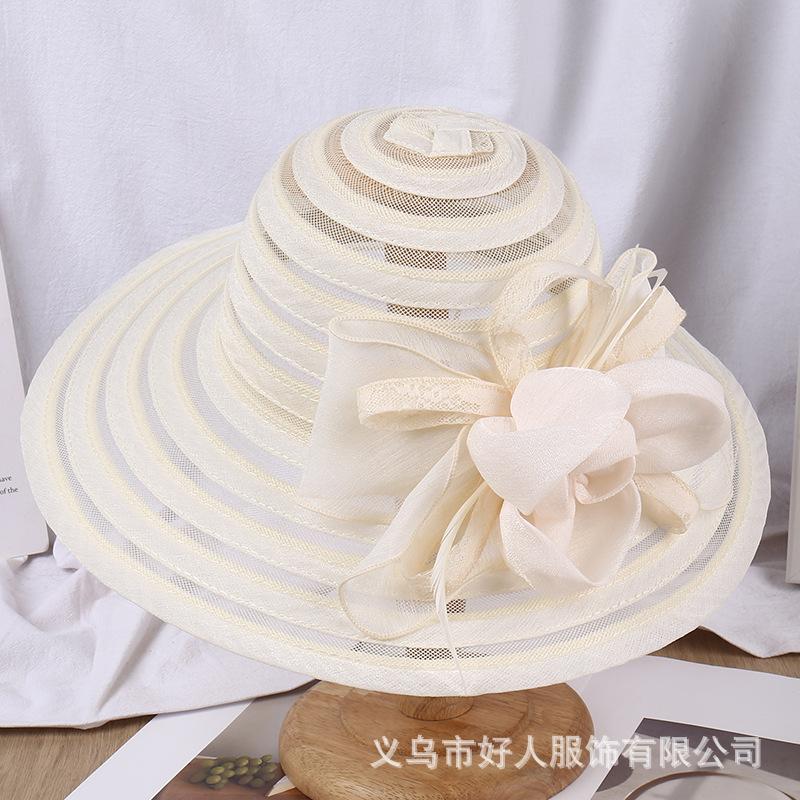 New French flower breathable sunscreen bucket hat women's spring summer outdoor versatile basin hat seaside big brim sun hat