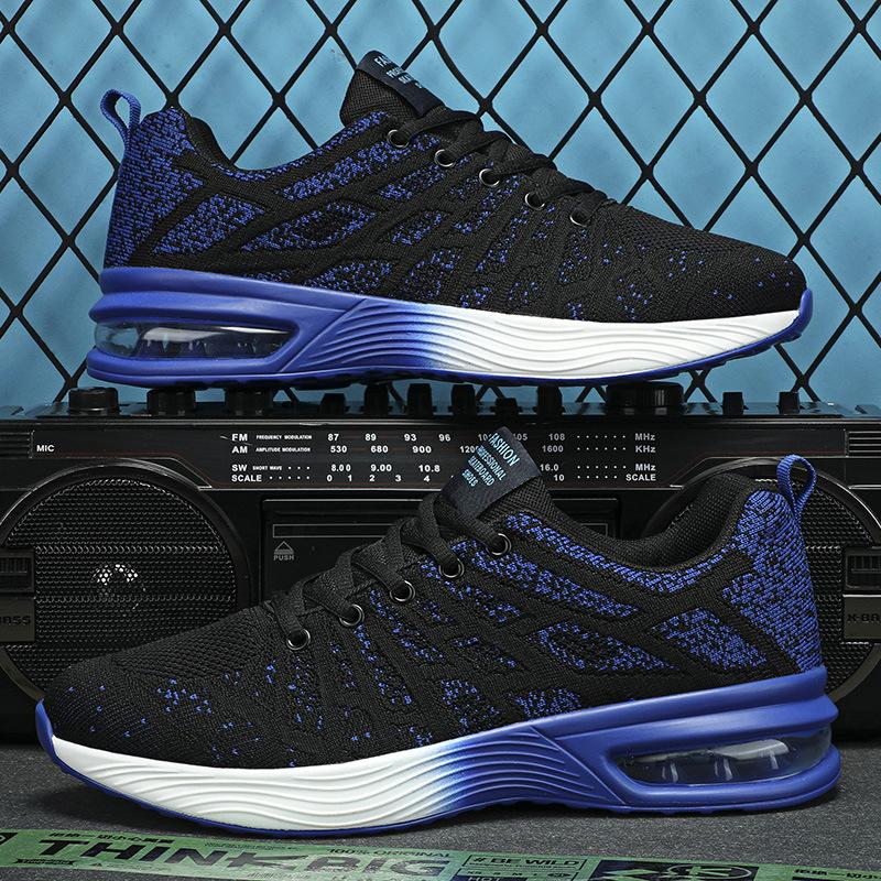 Осенние мужские кроссовки с низким верхом большого размера, из дышащей сетки с плетением, для бега, со смягчающей воздушной подушкой и мягкой подошвой, спортивная обувь