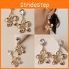 Metallic Gold Flower Earrings With Decorative Stones For Fashion And Celebration