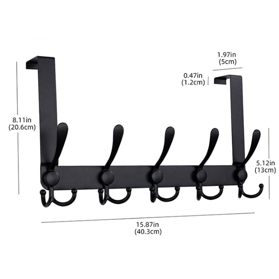 Дверной крючок из нержавеющей стали, белый, черный, настенный, для ванной комнаты, спальни, ключей, шляпы, пальто, одежды, полотенец, вешалка для хранения, 5 рядов крючков