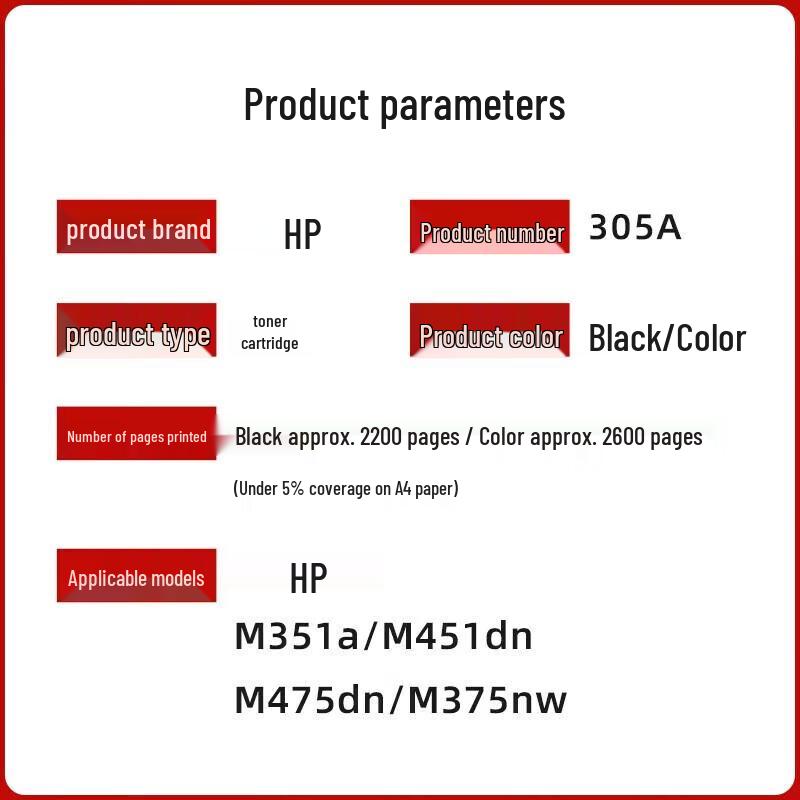 HP Original 305A/CE410A-413A 4-Color Toner Cartridge Set