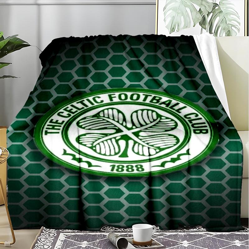 1PC Celtic Football Club Crest Printed Soft Flannel Blanket Throw for Adult Bedroom Living Room Sofa Camping Travel Fan gifts Christmas Gifts