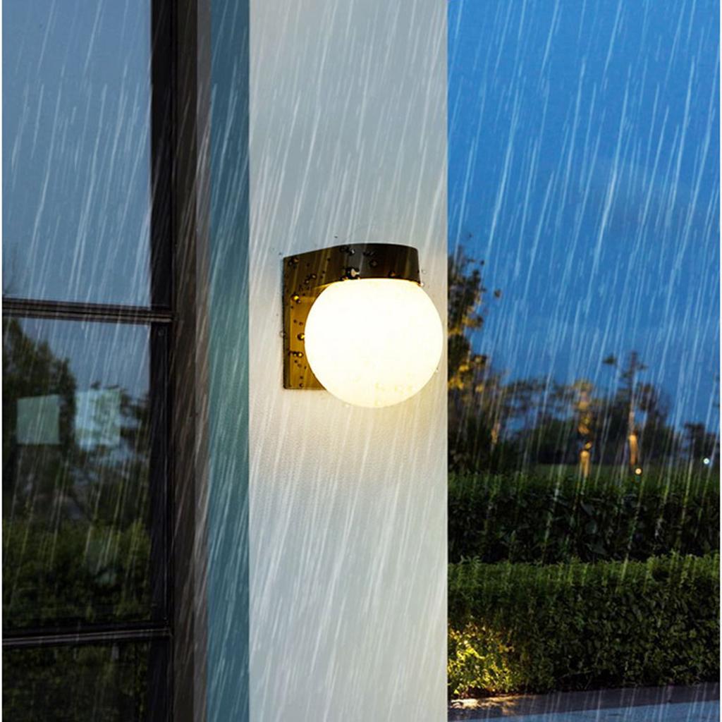 Acrylic Round Lamp Shade with PC Plastic Base Waterproof Exterior Wall Mounted Sconce Lighting Fixture Milk White