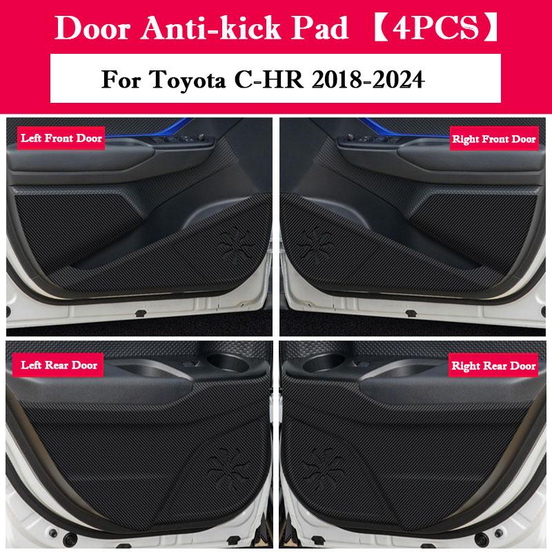 For Toyota C-HR CHR 2018 - 2024 Car Door Anti Kick Pad Carbon Fiber Doors Protective Sticker Automotive Interior Modification