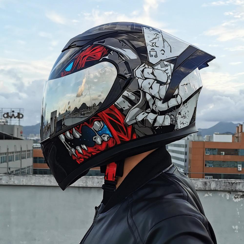 Jiekai Electric Motorcycle Helmet Men's and Women's Full Helmets Double Lenses Full Overlay Street Car Bluetooth Universal In All Seasons