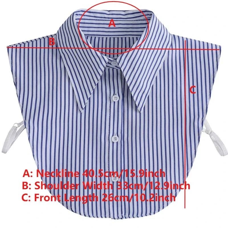 Blue Striped Shirt Fake Collar for Womens Fake Sleeved Cuff Half Shirt Detachable Collar Formal Suits Fake Cuff False Collar