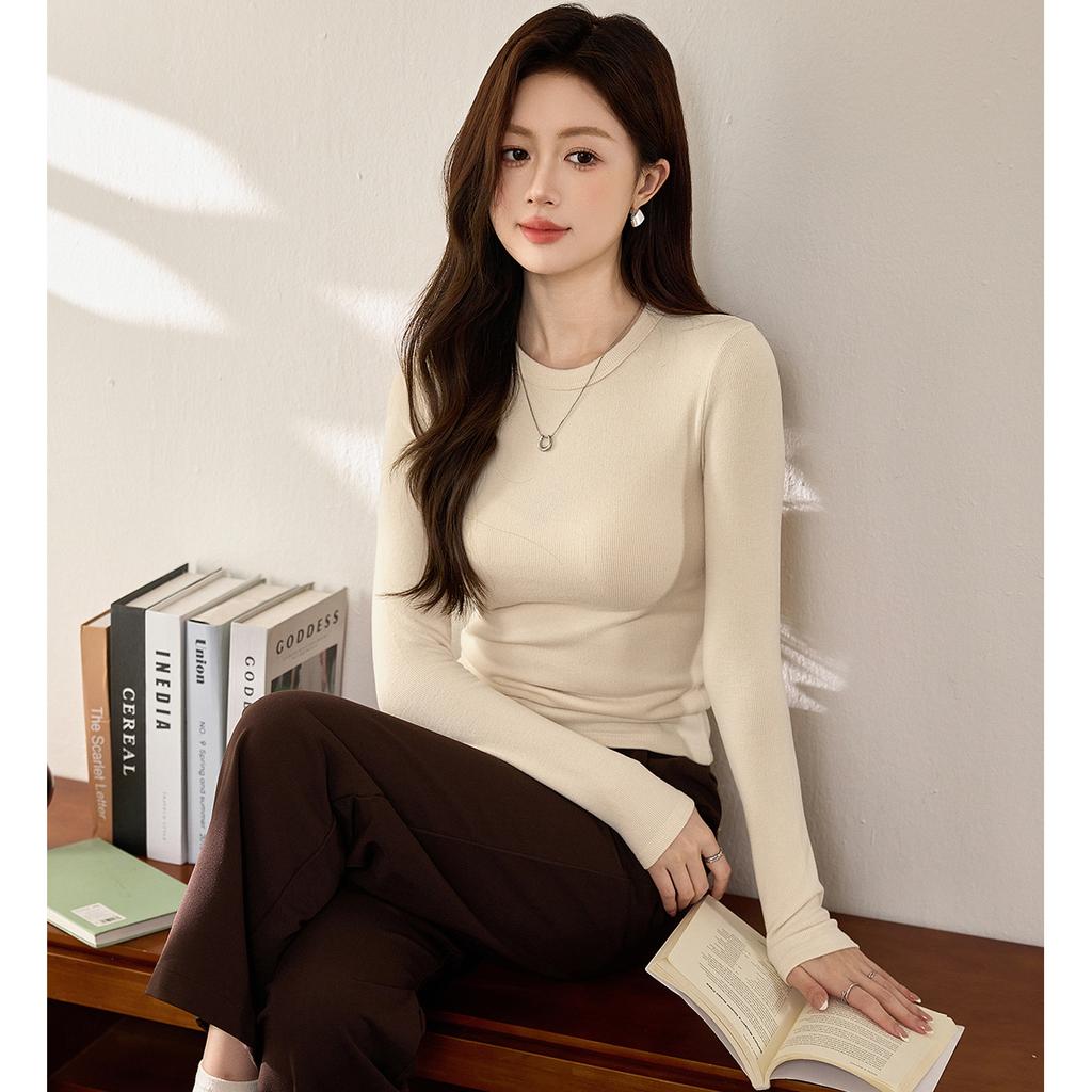 Футболка Boutique Mousse Cashmere Soft Waxy с длинным рукавом для женщин, осень-зима, новая внутренняя базовая рубашка