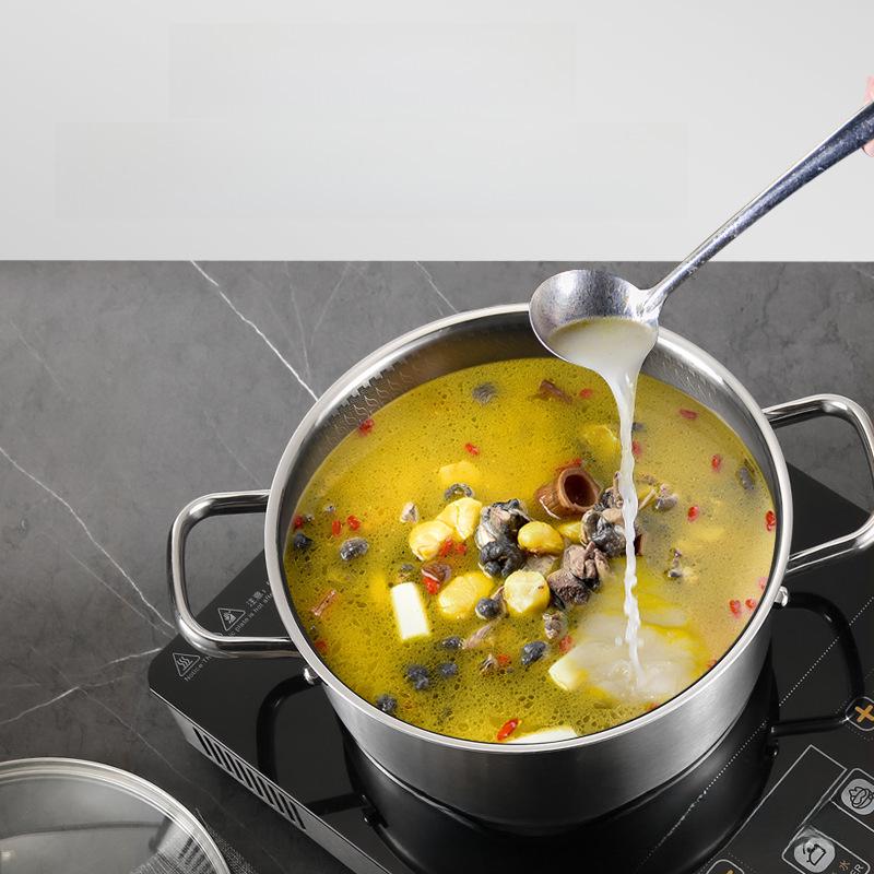 Кастрюля из нержавеющей стали 316 с антипригарным покрытием и сотовым узором, двойная ручка, трехслойная, совместима с индукционными и газовыми плитами, 26 см