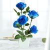 1 Set Artificial Potted Plant Ornamental Charming Plastic Easy To Maintain Simulation Rose Flower for Balcony