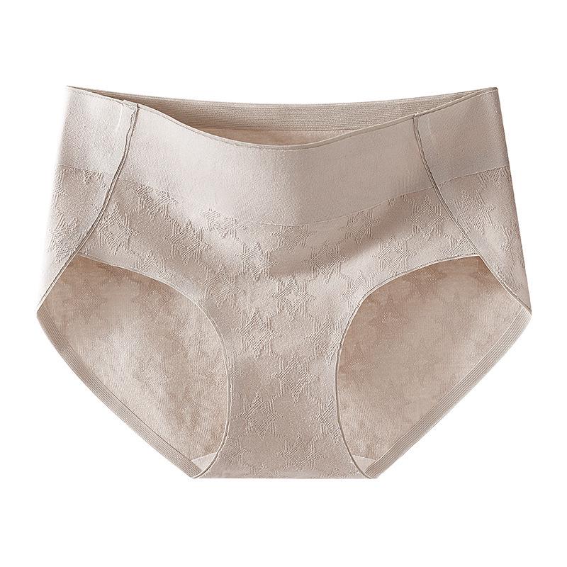 Women's Seamless Cotton Mid-Waist Underwear - Antibacterial Mulberry Silk Protein, Plus Size Available