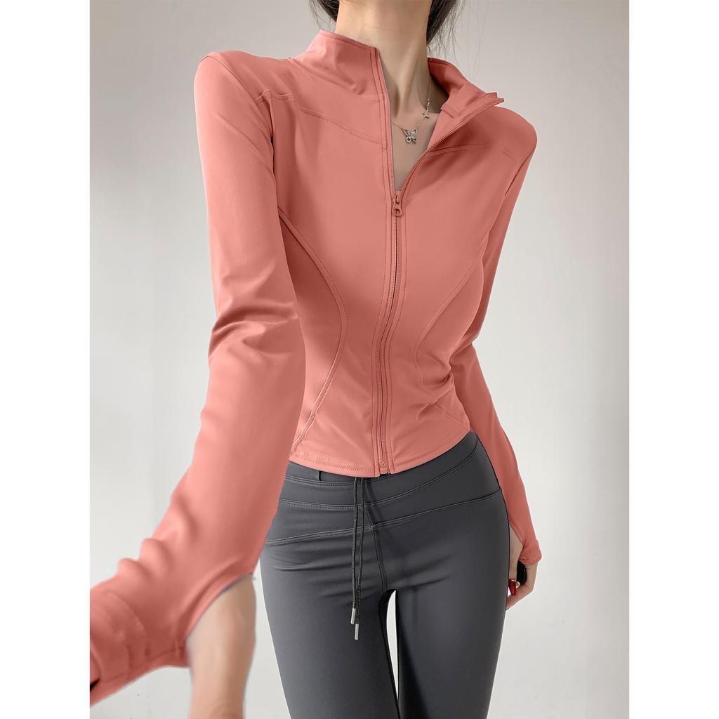 Autumn Spring Women's Quick Drying Sports Coat Women's Tight Top Yoga Jacket Long Sleeve Zipper Jacket Running Fitness Women's Jacket