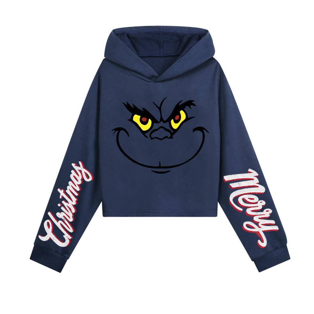 Kids' Casual Fashion Christmas Printed Long Sleeve Hooded Sweatshirt (No Drawstring)