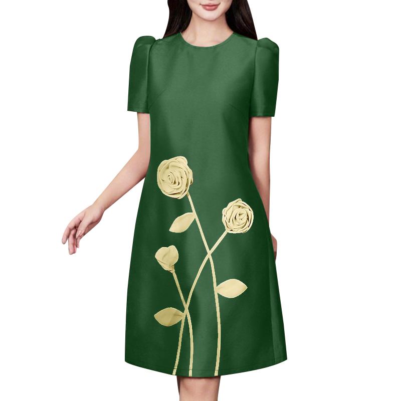 ZANZEA Женское повседневное летнее платье с круглым вырезом и коротким рукавом с принтом