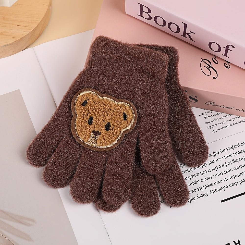 Windproof Warm Mittens Cute Cartoon Bear Full Finger Gloves New Children Gloves Children