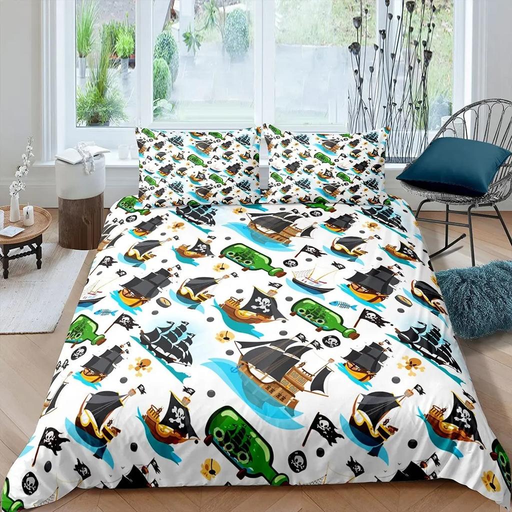 Пододеяльник с изображением парусной лодки King Queen, комплект постельного белья Coastal Sailing Boat, одеяло Sea Adventure, полиэстер, пододеяльник