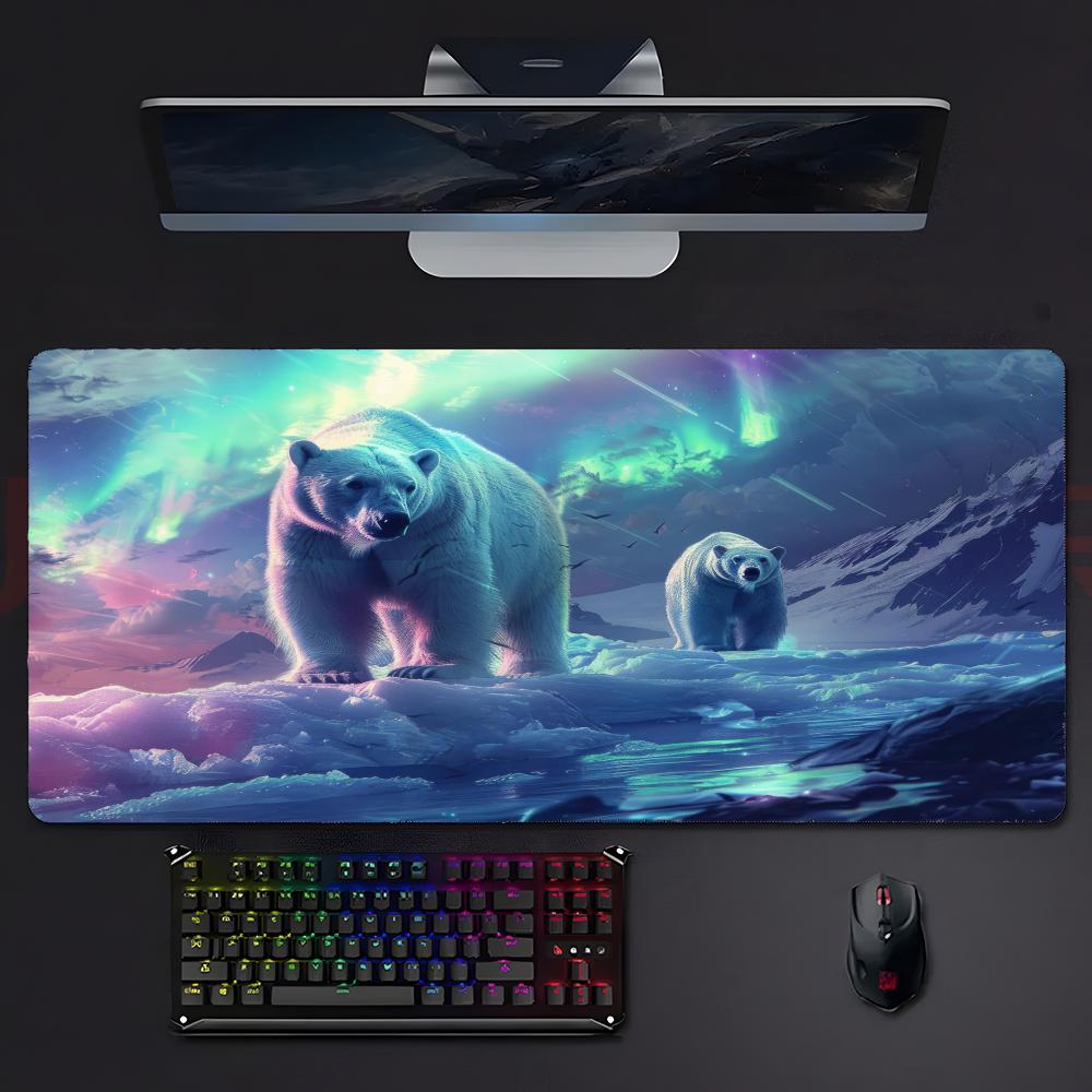 Polar Bear With Northern Lights Mouse Pad Mousepad Large Gaming Lockedge Thickened Pc Table Desk Mat