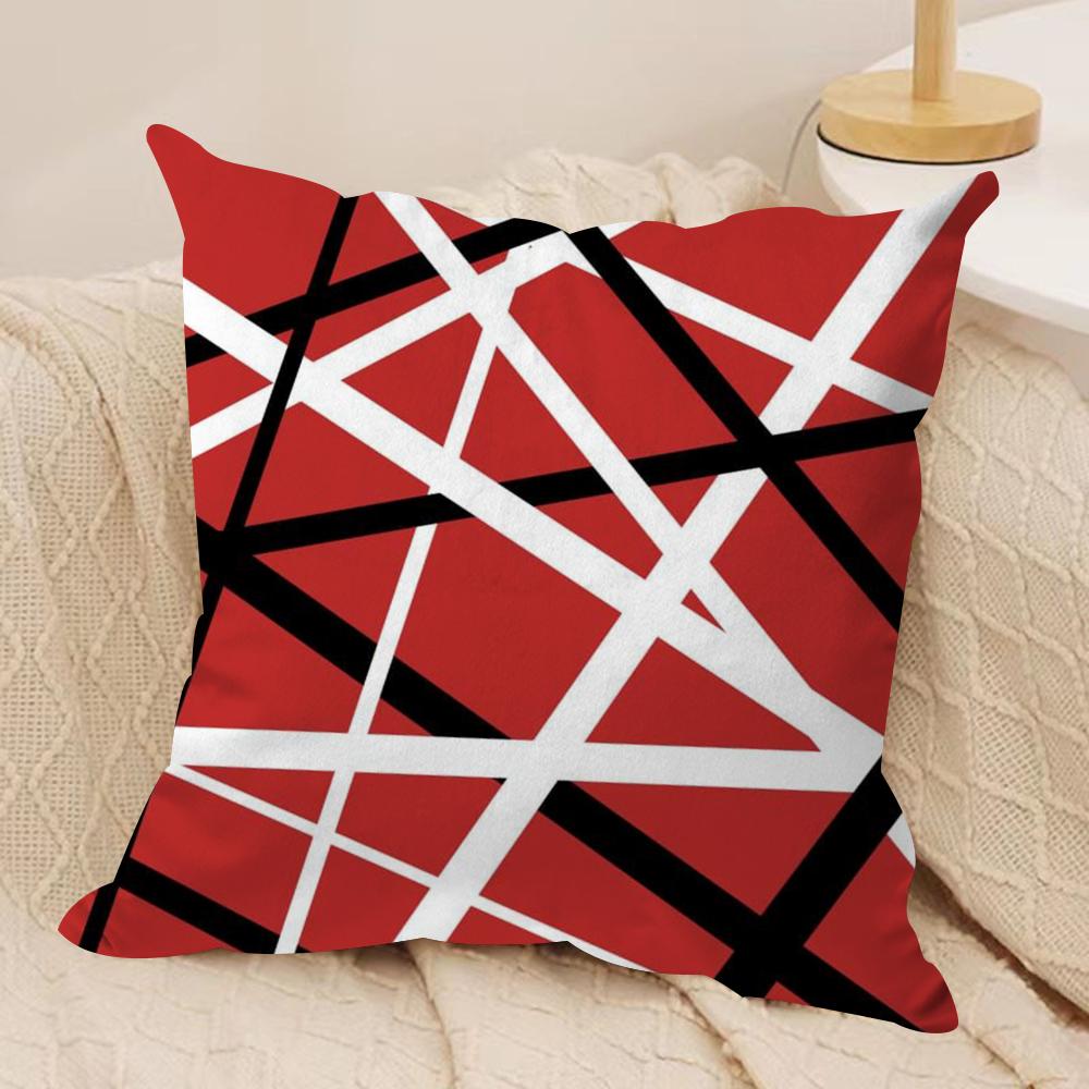 Van H-Halen Cushion Cover Silky Short Plush Double-Sided Printed Pillow Case for Sofa All Seasons Home Decor Gift
