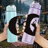 1PC Moon Earth Crescent Silhouette 750ml Color Plastic Sports Water Bottle Leakproof Flip Straw Lid Suitable for Sports Office Home Use