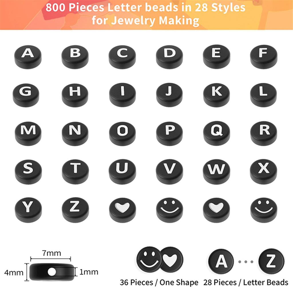 800 штук акриловых кубиков с буквами алфавита A-Z, бусины с буквами, DIY материалы для бисероплетения для изготовления браслетов, ожерелий, ювелирных изделий, DIY поделки
