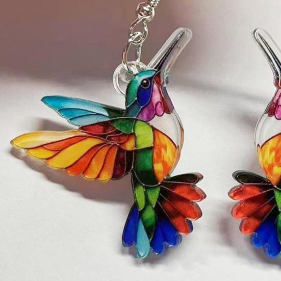 1 пара женских сережек-крючков 3D красочные колибри винтажный стиль легкие висячие серьги выпускной вечеринка свидание украшения для ушей