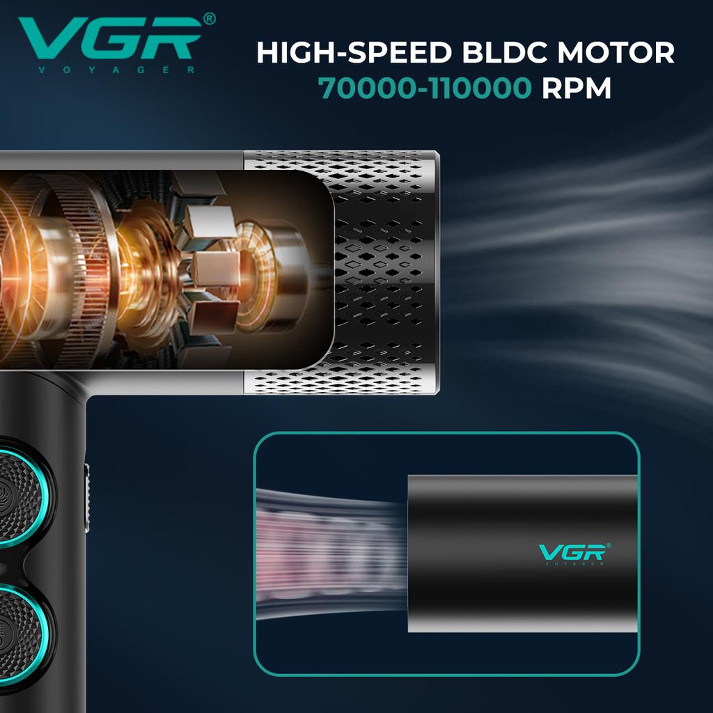 VGR V-401 Горячая Распродажа Безлопастной Фен Профессиональный Уход за Волосами Фен Бесщеточный Двигатель 110000 об/мин Подходит для Дома Салонов со Светодиодным Цифровым Дисплеем