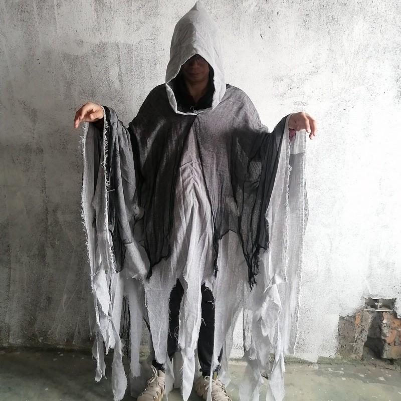 Halloween Zombie Skeleton Cape Adult Kids Cosplay Horror Ghost Death Costume