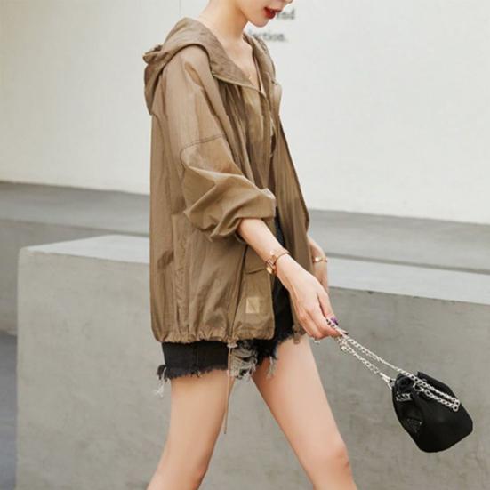 Женская солнцезащитная одежда, летнее пальто с капюшоном и длинными рукавами, с карманами, солнцезащитная одежда