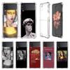 Art Oil Painting Luxury Case For Samsung Galaxy Z Flip 3 4 5g Funda Z Flip3 Clear Pc Hard Shockproof Back Phone Coque Shell