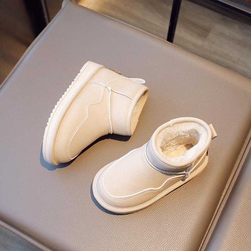 Детские зимние ботинки, однотонные, теплые, для девочек, зимние ботинки, модные, повседневные, плюшевые, детские, универсальные, из хлопка, нескользящие, дышащие