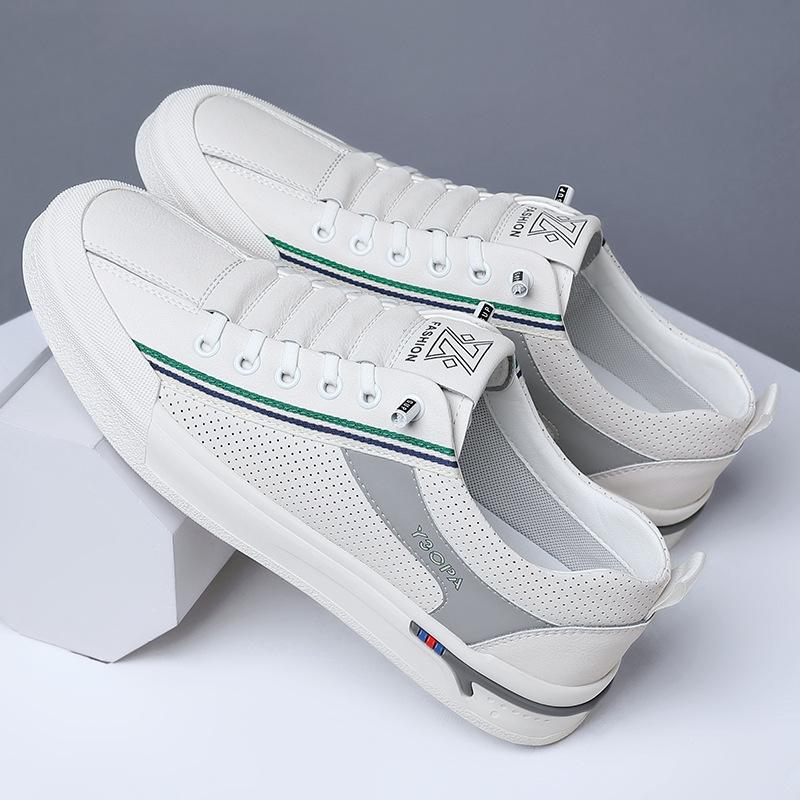 Summer New Men's Shoes Fashionable Versatile Breathable Hollow Men's Casual Shoes Outdoor Sports White Shoes Flat Shoes