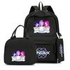 3Pcs/set Cartoon K-Pop Printed Backpack with Handbag Pencil Case for Teenager Student Boy Girl Schoolbag Bookbag Large Capacity Travel Bag Mochila